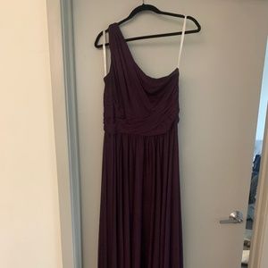 David’s bridal long mesh one shoulder